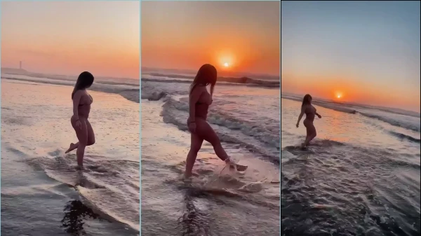 Kelly Valim hot on the beach showing up naked