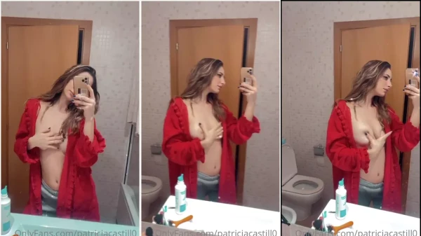 Patricia Castillo filmed the tits in the bathroom mirror