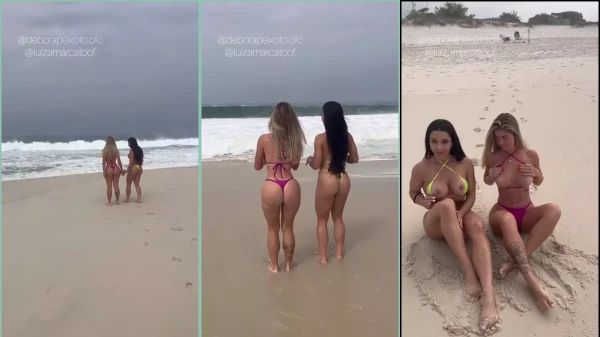 Debora Peixoto all naughty with friend on the beach