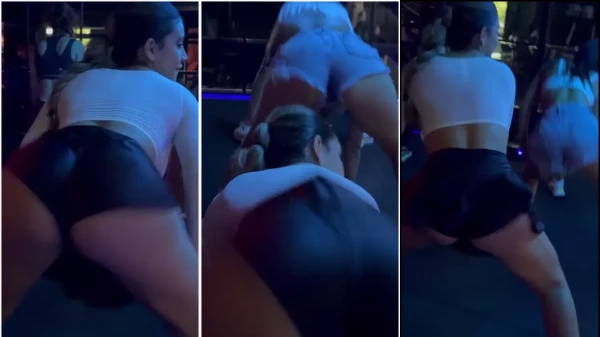 Hot brunette laura venecas of black skirt dancing