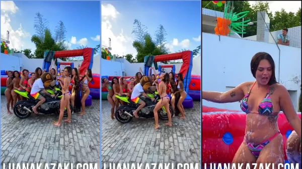 Luana Kazaki at a party showing off