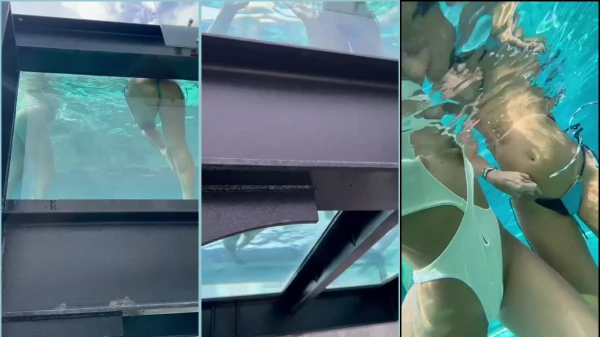 Pool bath with Daniela Antury and her girlfriend