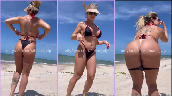 Taluane showed the ass to camera on a public beach