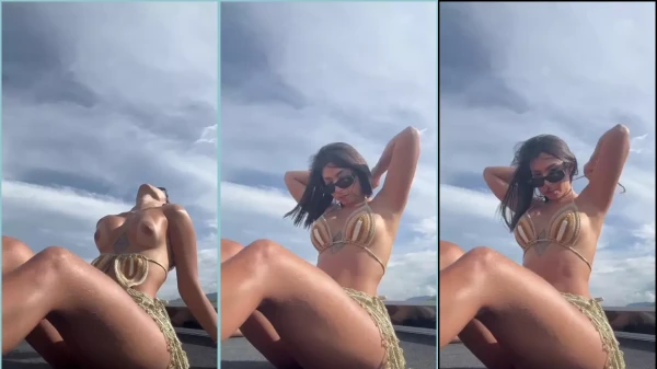 Daniela Antury showed her breasts in public