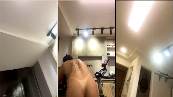 Jessica Minasian doing all naked exercises at the home gym