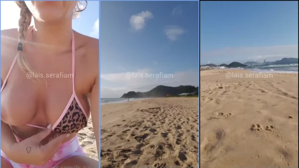 Lais display in video showing the breasts on the beach