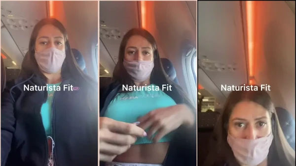 Naturist Fit filming the breasts inside the plane