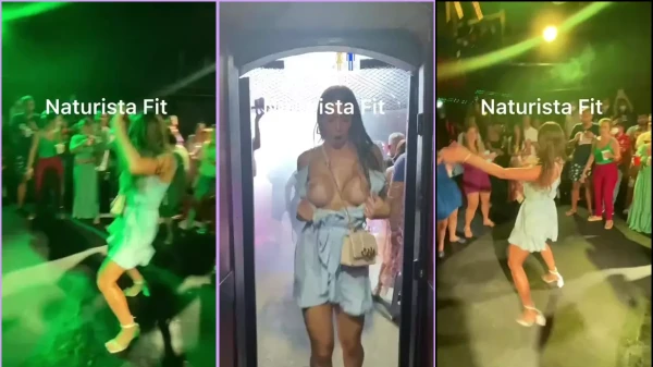 Naturist Fit showing the breasts in a public place