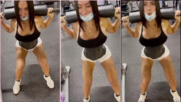 Naughty pending Daniela antury's breasts at the gym