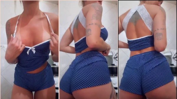 Babi Louback in Naughty Video in the Kitchen