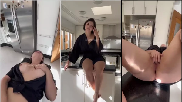 Horny White Fairy started masturbating in the kitchen
