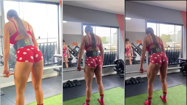 Hot naturist fit at the gym training