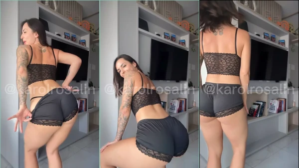 Karol Rosalin with thong panties punched in the pussy