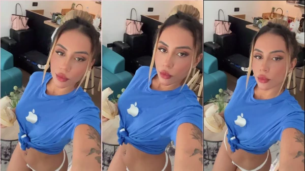 Hot busty Sofia Lopes in shirt and panties