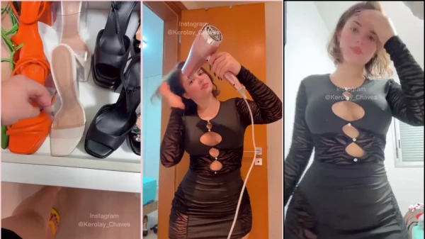Kerolay Chaves wearing a sexy dress to leave