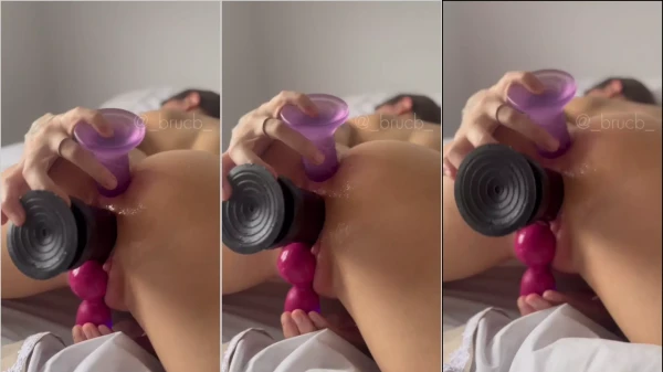Brucbb with three vibrators well thirsty for sex