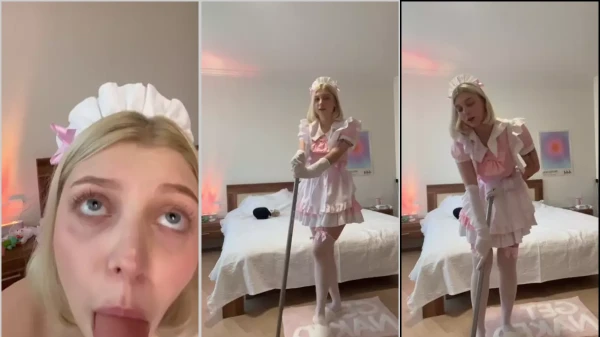 Lit1lekitty dressed in cleaning lady masturbating in bed