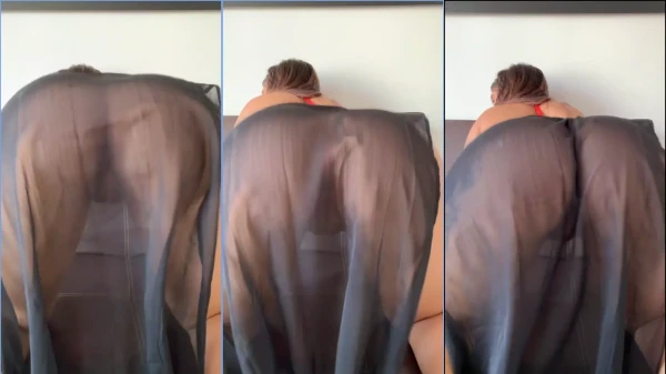 VALECasta of transparent dress making the big ass jump